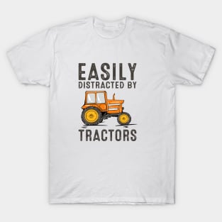 Easily Distracted By Tractors Funny Farmer Tractor Farming T-Shirt
